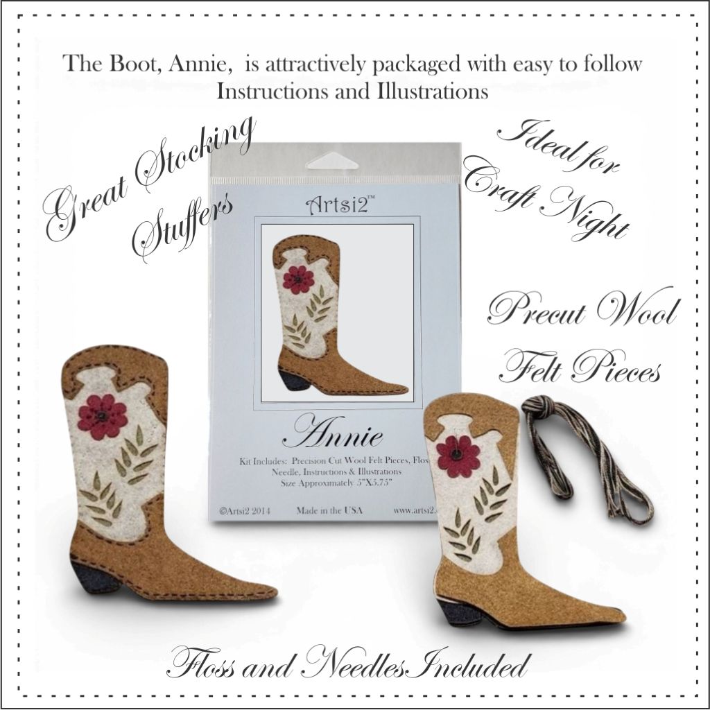 Cowboy Boot Hand Embroidery Stitch Kits Value Pack by Artsi2