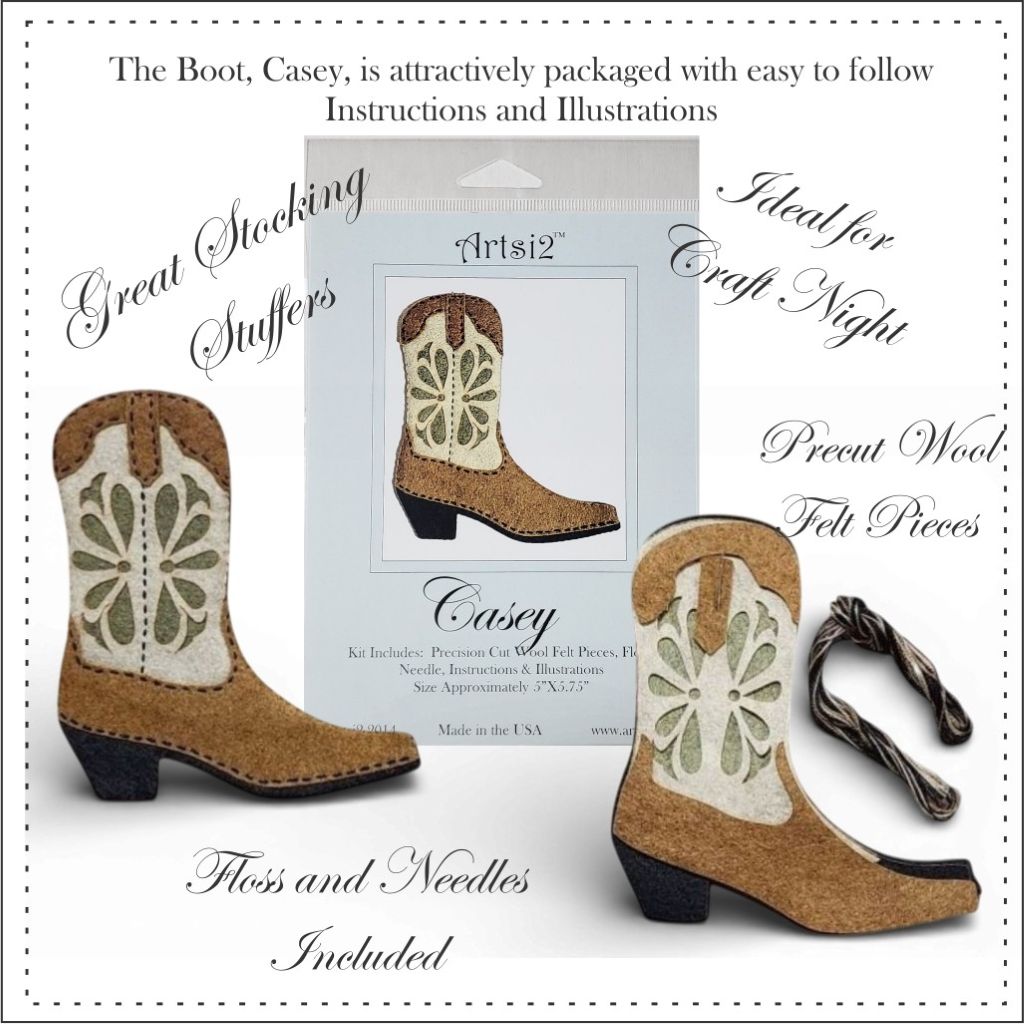 Cowboy Boot Hand Embroidery Stitch Kits Value Pack by Artsi2