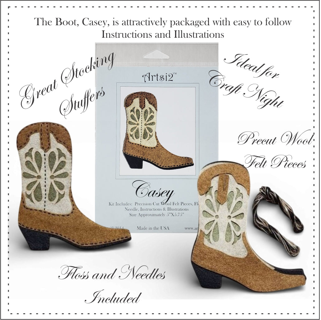 Cowboy Boot Hand Embroidery Stitch Kit for Beginners by Artsi2
