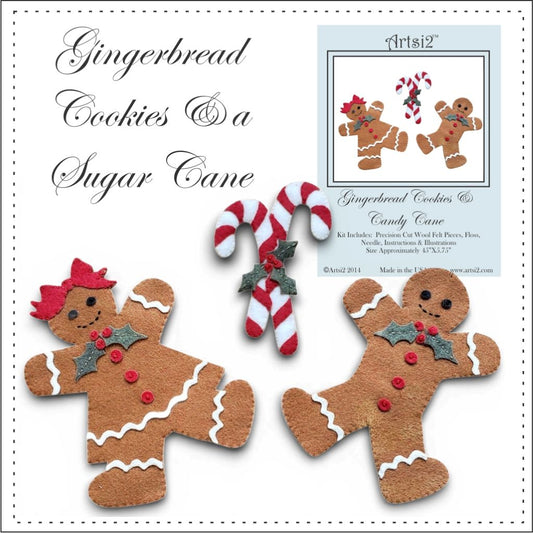 Gingerbread and Candy Cane Cookies Set of 3 by Artsi2