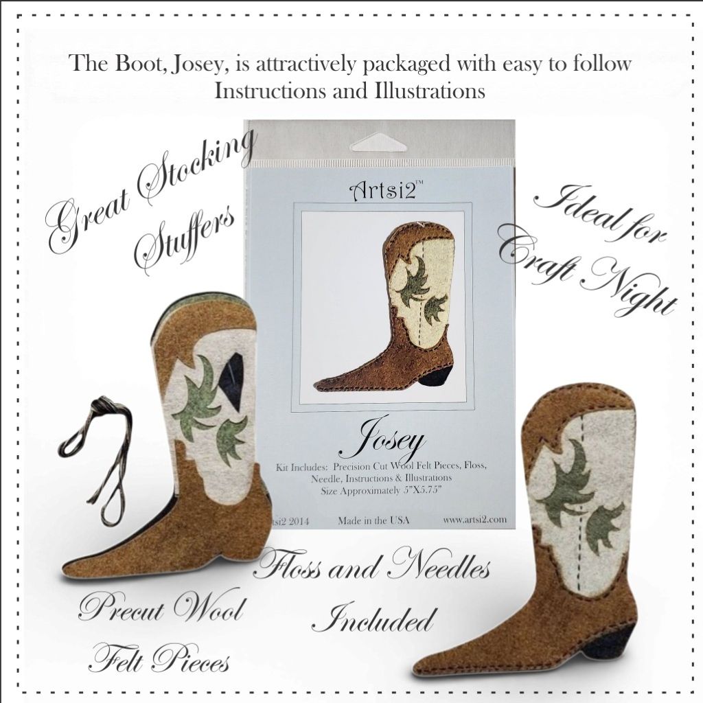 Cowboy Boot Hand Embroidery Stitch Kits Value Pack by Artsi2
