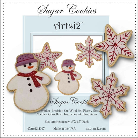 3 Sugar Cookies Hand Embroidery Stitch Kit by Artsi2