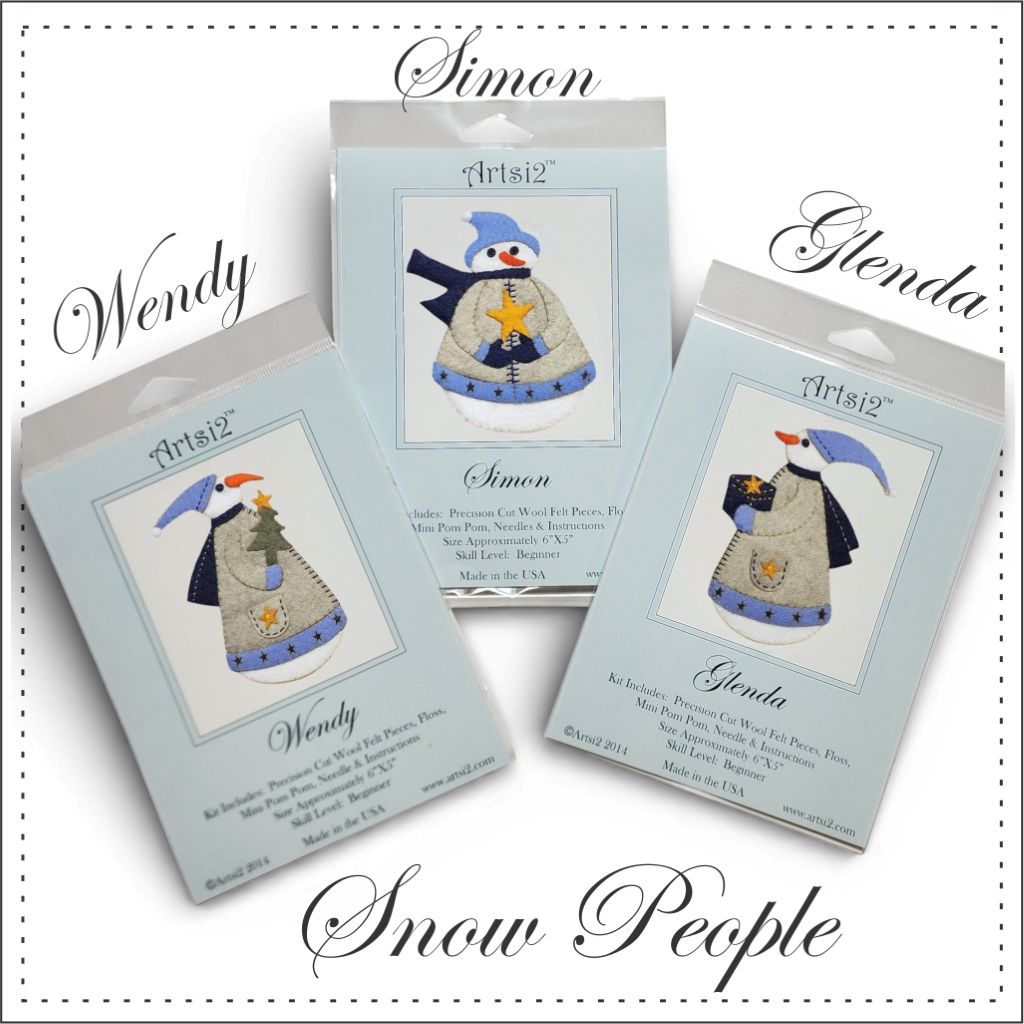Snowman & Snow Women Hand Embroidery Stitch Kit by Artsi2