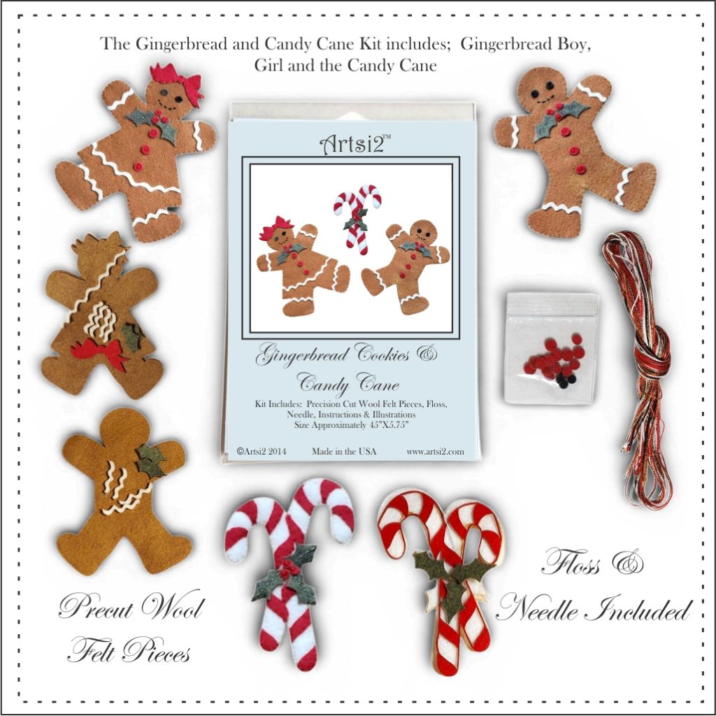 Gingerbread and Candy Cane Cookies Set of 3 by Artsi2