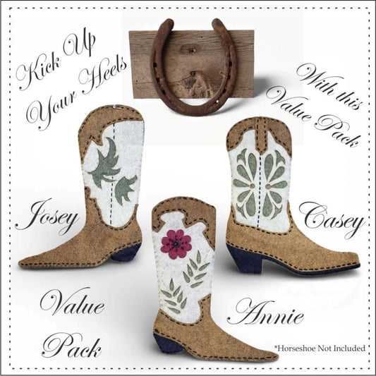 Cowboy Boot Hand Embroidery Stitch Kits Value Pack by Artsi2