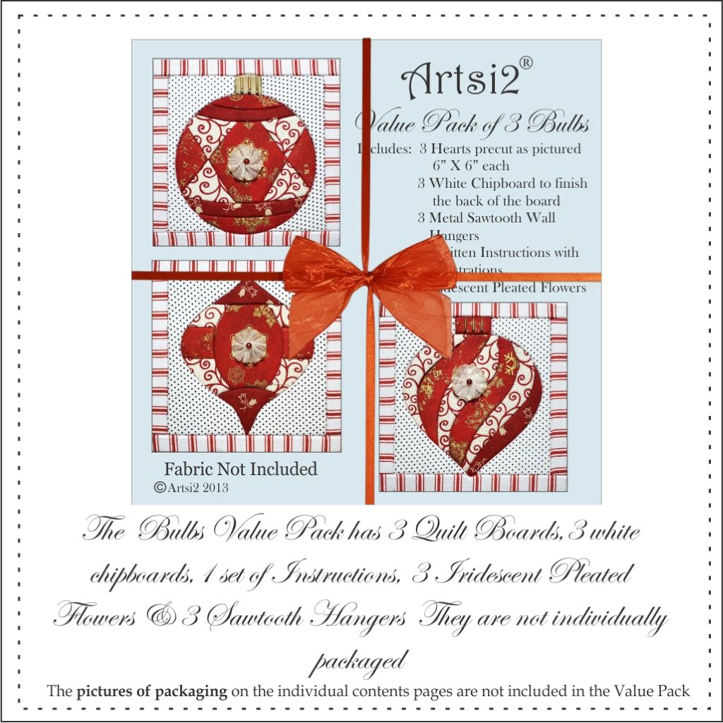 Christmas Bulbs DIY No Sew Quilt Kit by Artsi2 Value Pack
