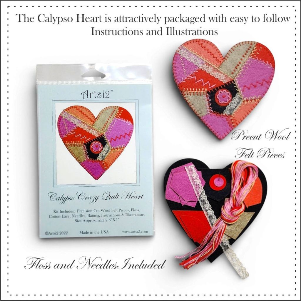 Valentine's Day Heart Embroidery Kits for Beginners by Artsi2 - Value Pack