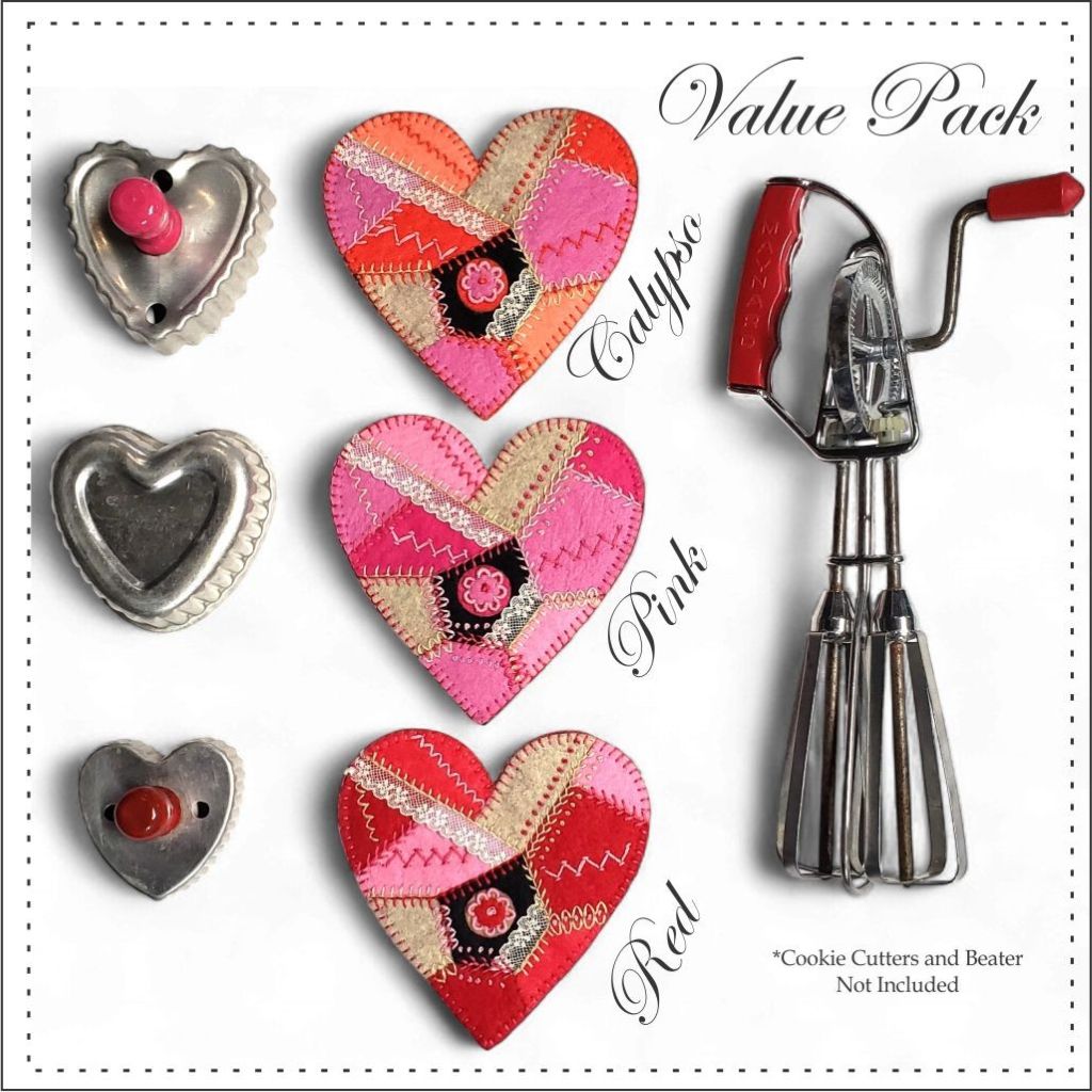 Valentine's Day Heart Embroidery Kits for Beginners by Artsi2 - Value Pack