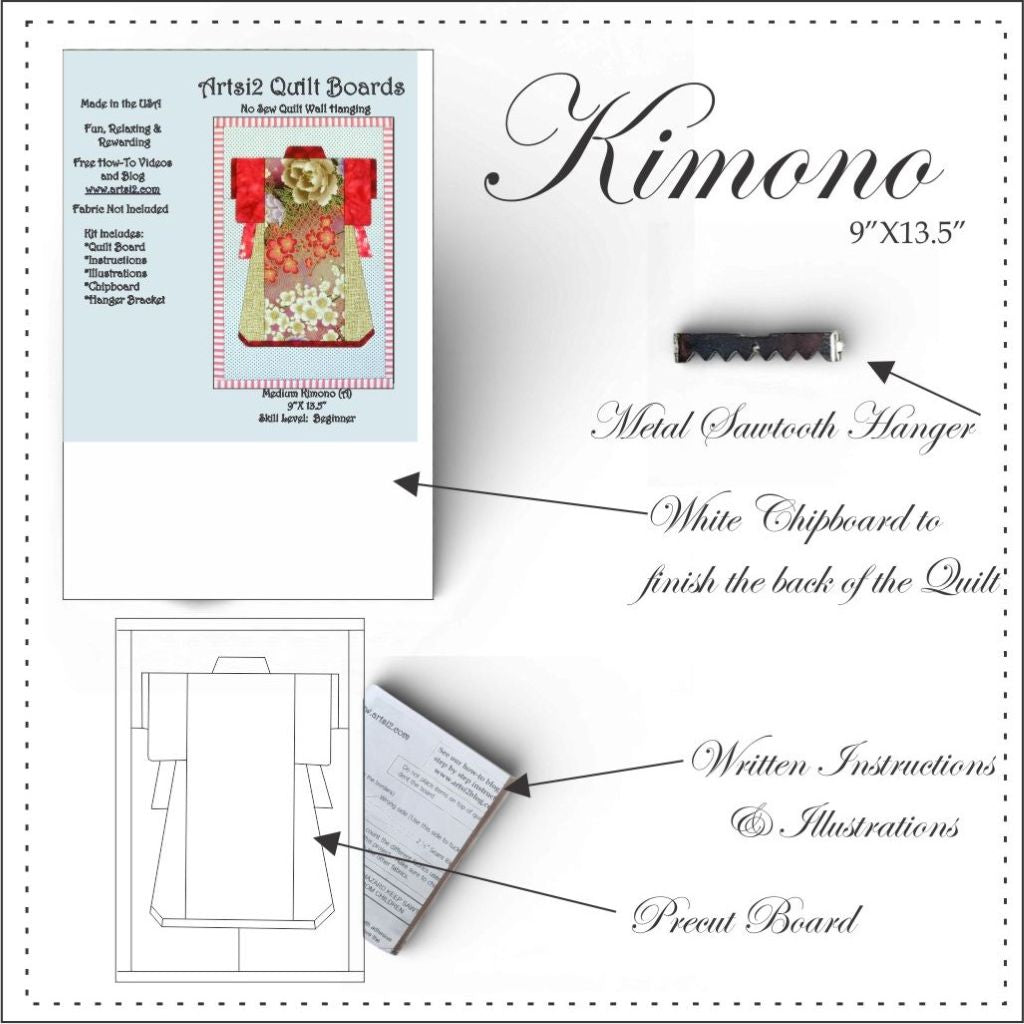 Kimono Quilt Easy DIY No Sew Quilt by Artsi2 9"X13.5"