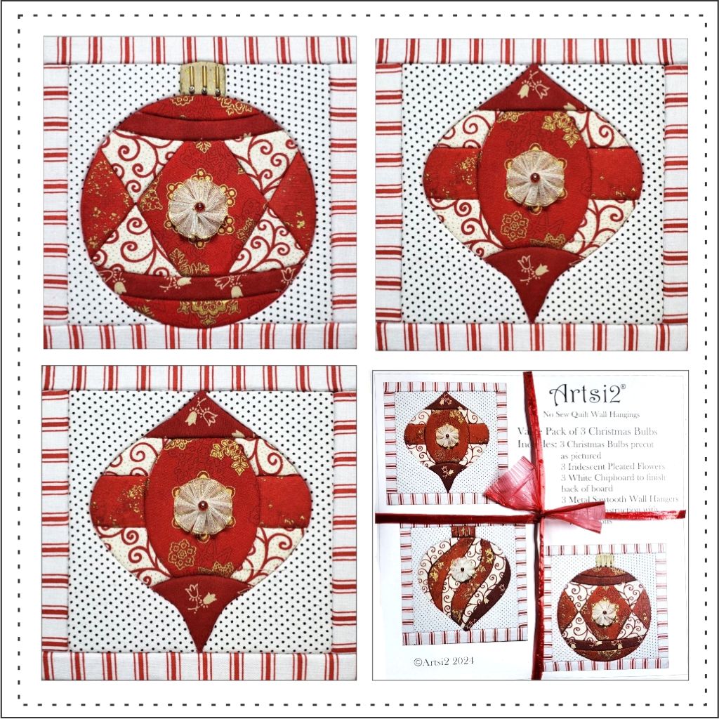 Christmas Bulbs DIY No Sew Quilt Kit by Artsi2 Value Pack