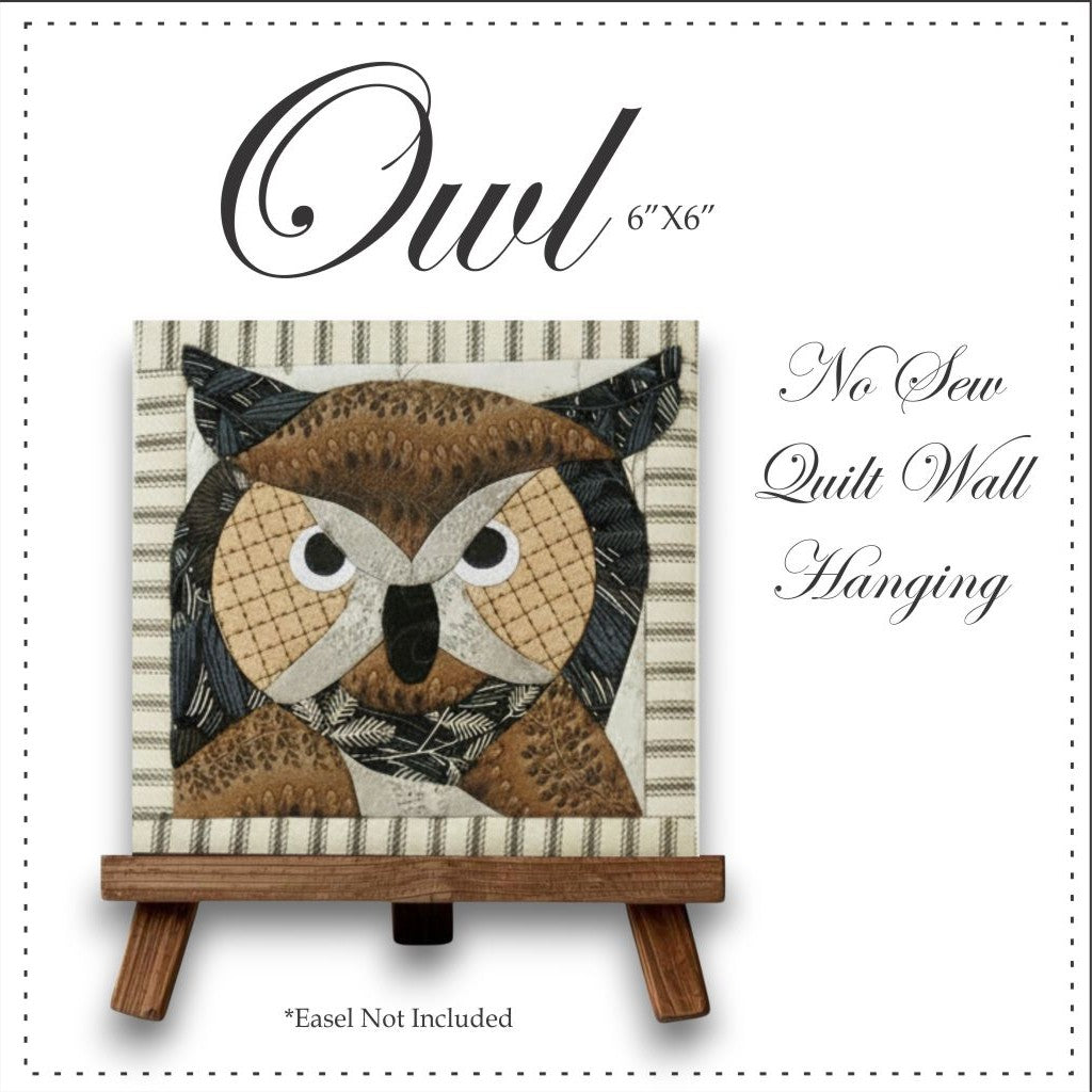 Owl Easy DIY Quilting 6"X6" No Sewing Required by Artsi2